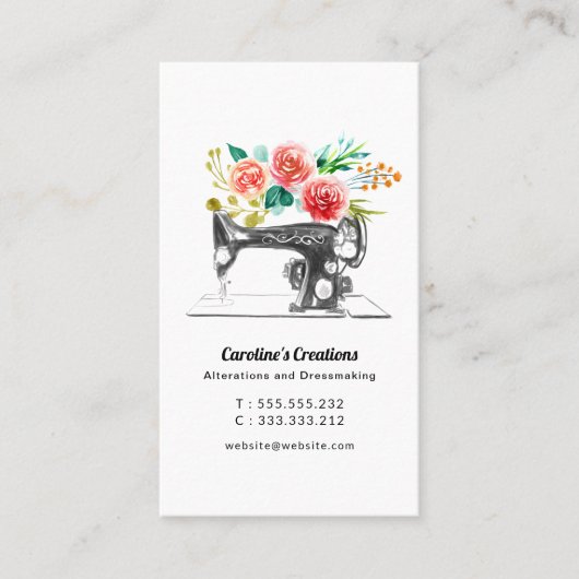 Naaimachine Zwart Wit Rood Tailor Visitekaartje (Voorkant)