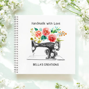 Naaimachine - Zwarte witte werktuigmachine - Dress Notitieboek