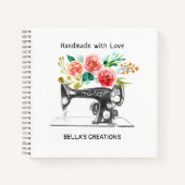 Naaimachine - Zwarte witte werktuigmachine - Dress Notitieboek (Voorkant)