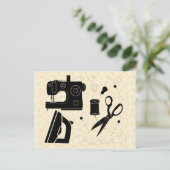 Naaimachinedressmaker voor tapijtschelp briefkaart (Staand voorkant)