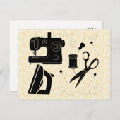 Naaimachinedressmaker voor tapijtschelp briefkaart (Voorkant / Achterkant)