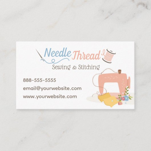 Naaimachinenaald en schroefdraad Visitekaartje (Voorkant)