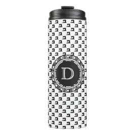 Naaimachinepatroon met monogram thermosbeker