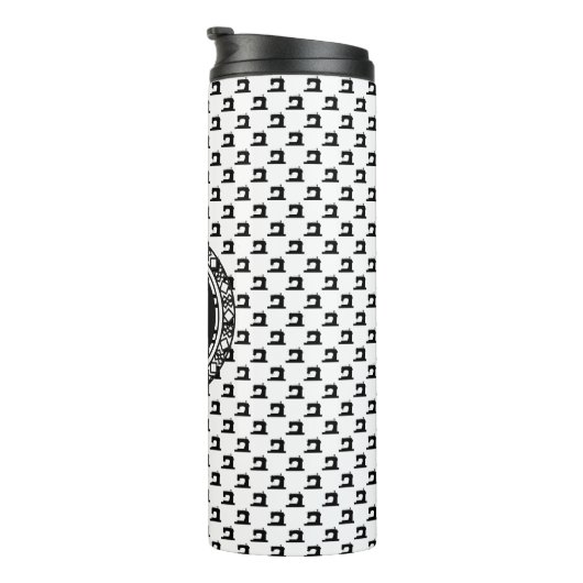 Naaimachinepatroon met monogram thermosbeker (Geroteerd rechts)