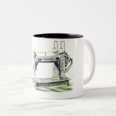 naaimachines en -bloemen tweekleurige koffiemok (Voorkant rechts)