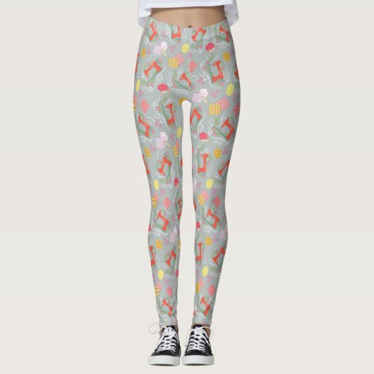 Naaimachines grijs leggings (Voorkant)