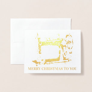 naaimachines "handgemaakt door kerstmis" folie kaarten