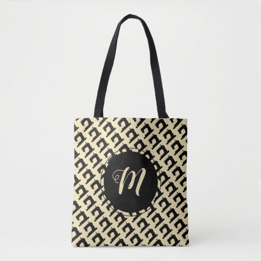 Naaimachines met Initialen Tote Bag (Voorkant)