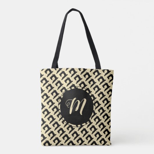 Naaimachines met Initialen Tote Bag (Achterkant)