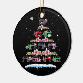 naaimachines met kerstbomen keramisch ornament (Links)