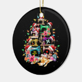 naaimachines met kerstboomkorren keramisch ornament (Links)