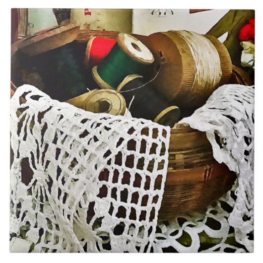 Naaimand met draad en kant tegeltje (Voorkant)