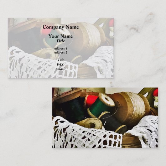 Naaimand met draad en kant visitekaartje (Voorkant / Achterkant)