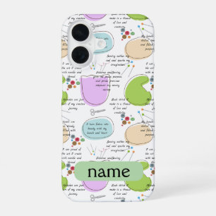 Naaimotivatie voor handwerkers, naaicitaties iPhone 16 hoesje