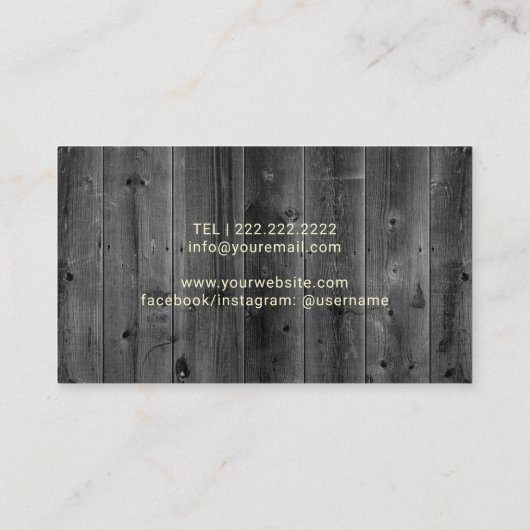 Naainaaddraad en naalden  hout visitekaartje (Achterkant)