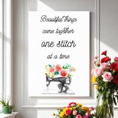 Naainmachine Citaat Zwart wit Knitting Floral Poster