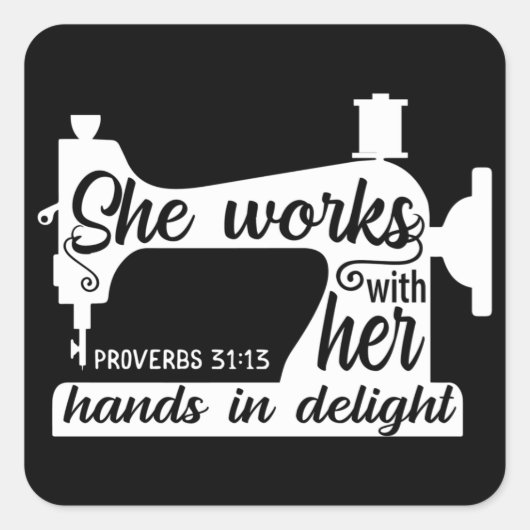 Naainmachine die de kruimachine kanaliseert Het ge Vierkante Sticker (Voorkant)