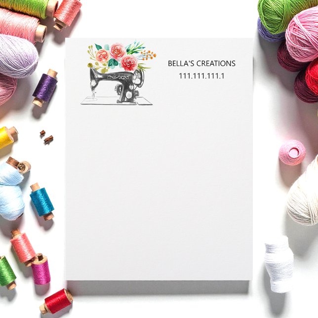 Naainmachine Floral Business Letterhead Briefhoofd (Creator heeft geüpload)