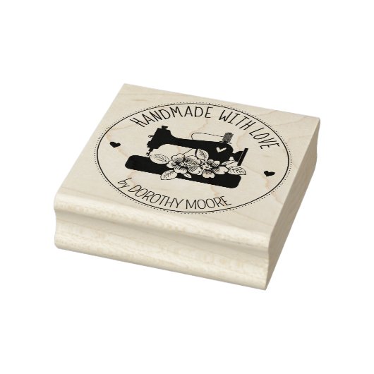 Naainmachine Floral Handmade with love Rubberstempel (Stempel)