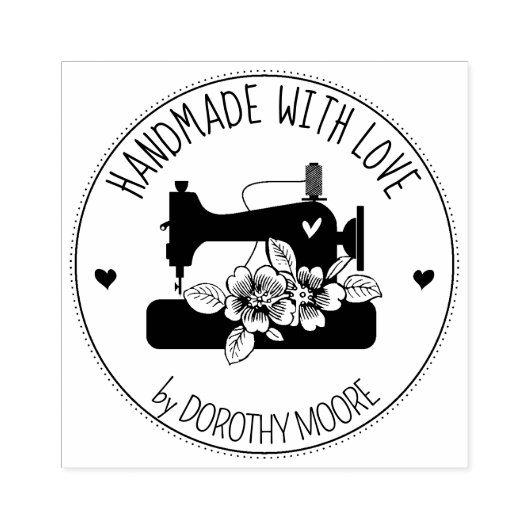 Naainmachine Floral Handmade with love Rubberstempel (Afrduk)