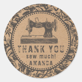 Naainmachine Floral Kraft Paper Ronde Sticker