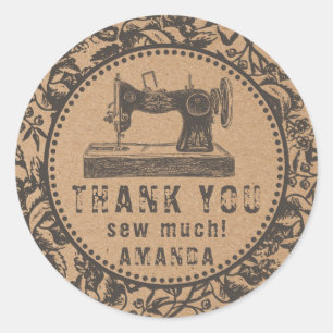 Naainmachine Floral Kraft Paper Ronde Sticker