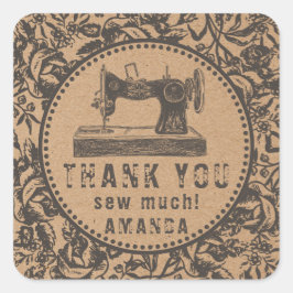 Naainmachine Floral Kraft Paper Vierkante Sticker