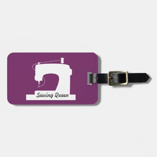 Naainmachine / Jouw tekst {Donker} Bagagelabel (Voorkant horizontaal)