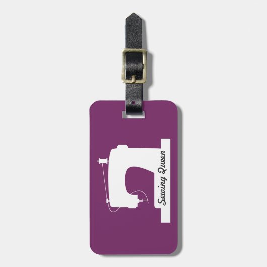 Naainmachine / Jouw tekst {Donker} Bagagelabel (Voorkant verticaal)