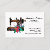 Naainmachine met bloemen, kleding wijzigen visitekaartje (Voorkant)