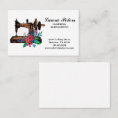 Naainmachine met bloemen, kleding wijzigen visitekaartje (Voorkant / Achterkant)