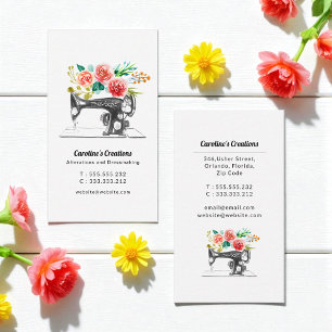 Naainmachine zwart-wit rode tongvormer visitekaartje