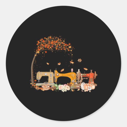 Naainnaaimachine: Drijvende Herfst Ronde Sticker (Voorkant)