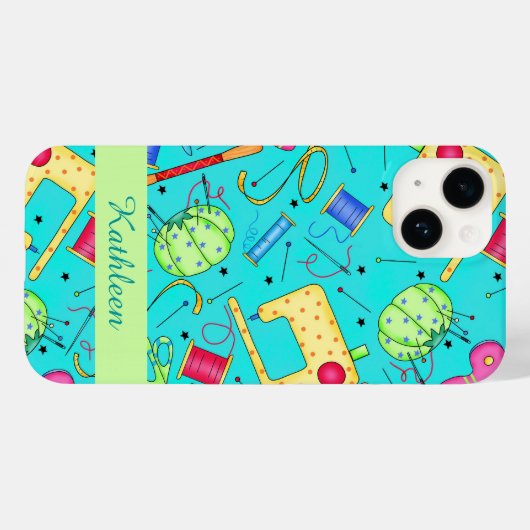 Naainzichten Kunstnaam personaliseren Turquoise Bl Case-Mate iPhone Case (Achterkant (horizontaal))