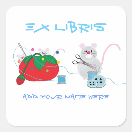 Naaipartij Boekplaten Vierkante Sticker (Voorkant)
