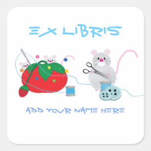 Naaipartij Boekplaten Vierkante Sticker