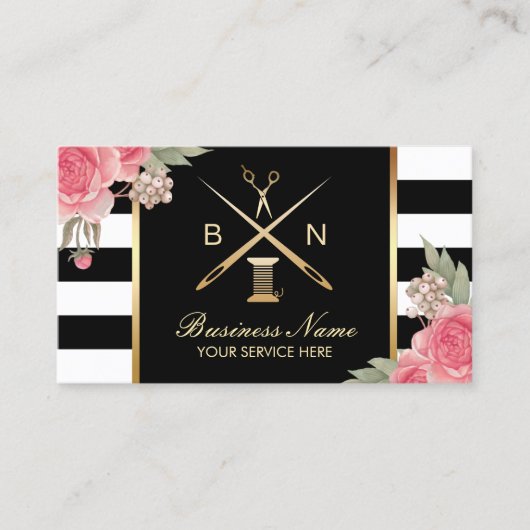 Naaisnijdraad en naalden  visitekaartje (Voorkant)