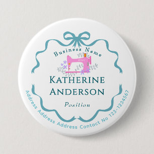 Naaister Bedrijf Naaimachine Blauw Ronde Button 7,6 Cm