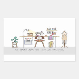 Naaister kleermakersaanpassingen naaistudio rechthoekige sticker