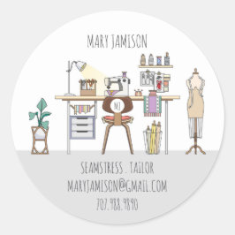 Naaister of Tailor Business Ronde Sticker
