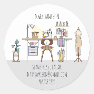 Naaister of Tailor Business Ronde Sticker