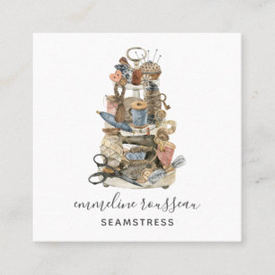 naaister tools van de handel vierkante visitekaartje