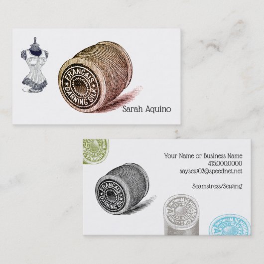 Naaistress Naaien  Jurk Vorm en Draad Visitekaartje (Voorkant / Achterkant)