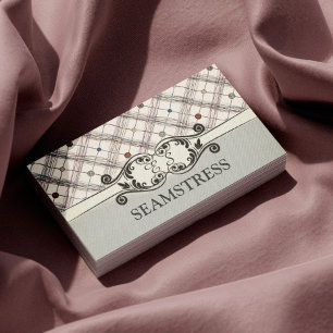 Naaistudio Seamstress Decorated Button Kaart Visitekaartje