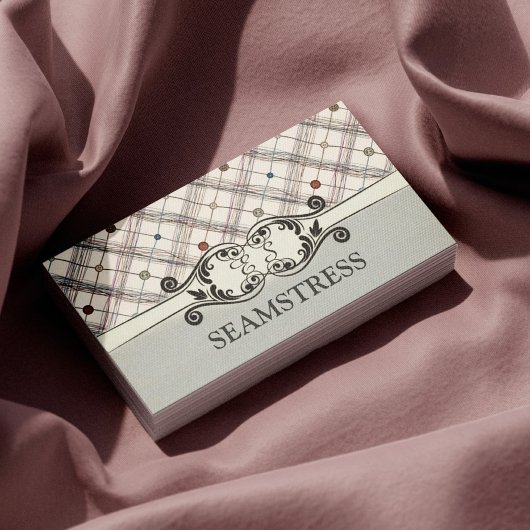 Naaistudio Seamstress Decorated Button Kaart Visitekaartje