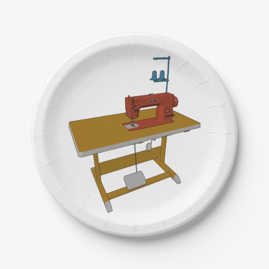 Naaitafel en Borden voor naaigariteitsprietpapier  Papieren Bordje (Voorkant)