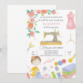 Naaiuitnodiging voor verjaardag kaart (Voorkant / Achterkant)