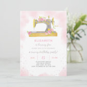 Naaiuitnodiging voor verjaardag kaart (Staand voorkant)