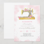 Naaiuitnodiging voor verjaardag kaart (Voorkant / Achterkant)