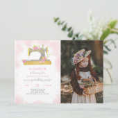 Naaiuitnodiging voor verjaardag met foto kaart (Staand voorkant)